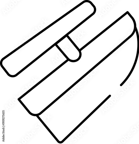 Clothes iron with a simplistic line art design, representing household tasks, domestic work, and pressing garments for clean looking apparel and textile care