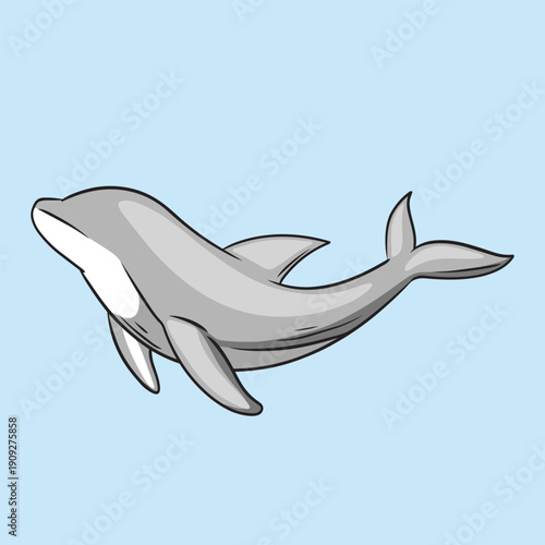 Common bottlenose dolphin swimming in the ocean, marine mammal aquatic wildlife