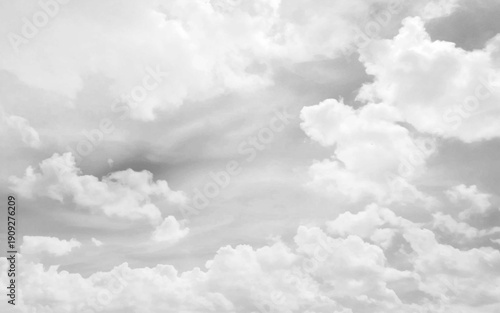 Dramatic Monochrome Sky with Soft Clouds. Vector Design.