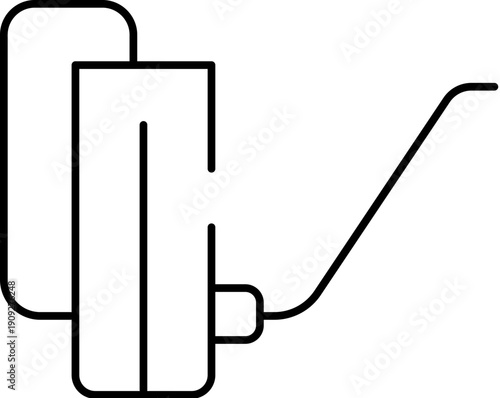 Portable medical device presenting a modern line icon illustration, symbolizing health, treatment, and advanced healthcare technology in a minimalist design