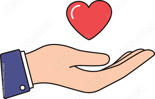 Hand holding red heart symbolizing care and compassion