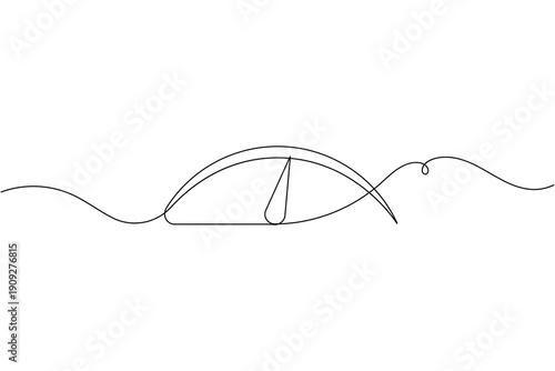 Analytics speed indicator icon continuous one line drawing single art on white background minimalist performance meter gauge symbol outline vector illustration