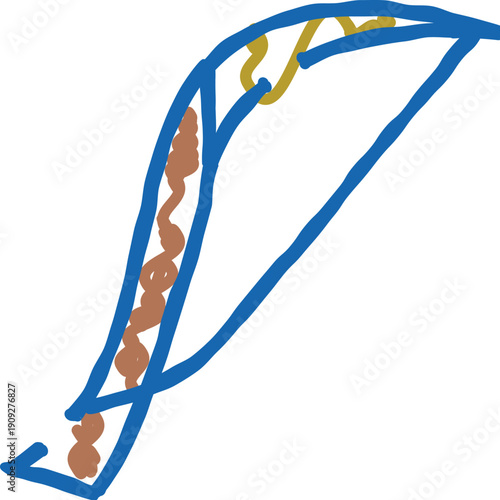 Taco cartoon outline on white background simple line art of a crunchy taco with filling and garnish, representing fast street food, mexican cuisine and quick meal vector icon