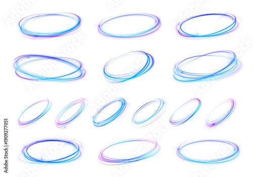 Blue neon swirling ring creates a magical teleporter effect with glowing edges. The dynamic spiral radiates futuristic energy. Perfect for game design and sci-fi visuals.