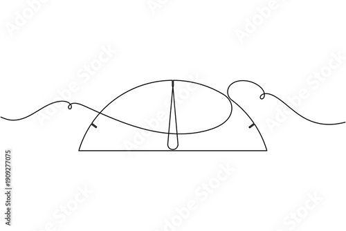 Analytics speed indicator icon continuous one line drawing single art on white background minimalist performance meter gauge symbol outline vector illustration