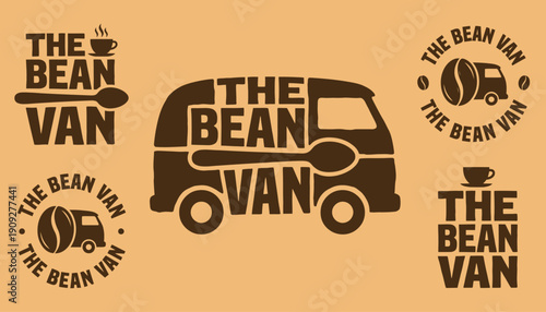 The Bean Van Mobile Coffee Shop Logo Collection - Retro Vector Branding Set