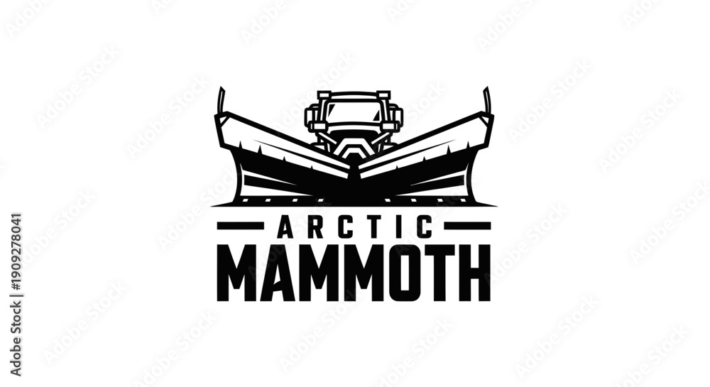Obraz premium Arctic Mammoth Snow Plow Truck Logo - Heavy Duty Winter Service