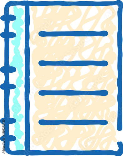 Notebook icon with ring binding and lined paper representing organization, planning, education, business, and information management, perfect for design and web elements