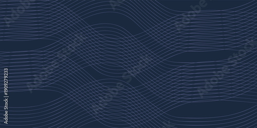 Abstract glowing wave lines on dark blue background. Dynamic wave pattern. Modern flowing wavy lines. Futuristic technology concept. Suit for banner, poster, cover, brochure, flyer, website