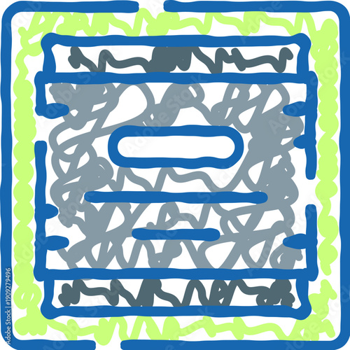 Top view doodle cartoon of lush green grass lawn, simple line art illustration symbolizing gardening, landscaping, organic growth, nature, turf texture, freshness on white background