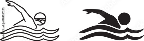 Swimming Vector Icon – Athlete, Exercise, Aquatic Sport Design