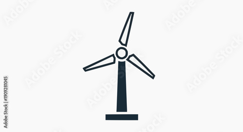 Wind turbine vector icon, dark grey silhouette, renewable energy symbol, isolated on white