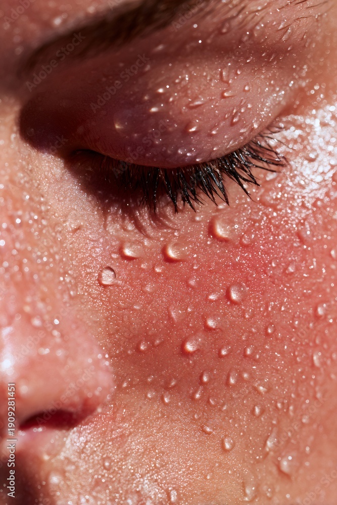 Fototapeta premium Person sweating from intense heat and exercise