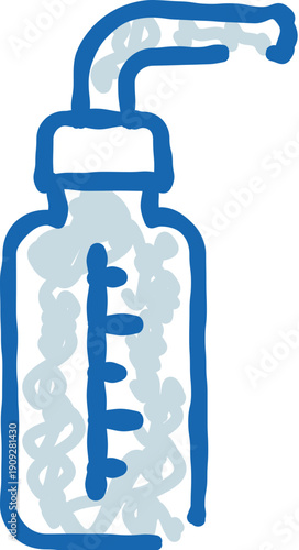 Medical spray bottle dispenser with liquid medicine or hygiene solution, minimal line art illustration symbolizing healthcare, treatment, prevention, and wellness care