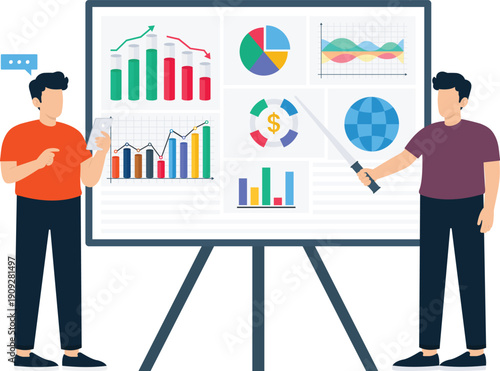 Robot artificial intelligence data analysis business report technology automation machine learning financial statistics digital presentation