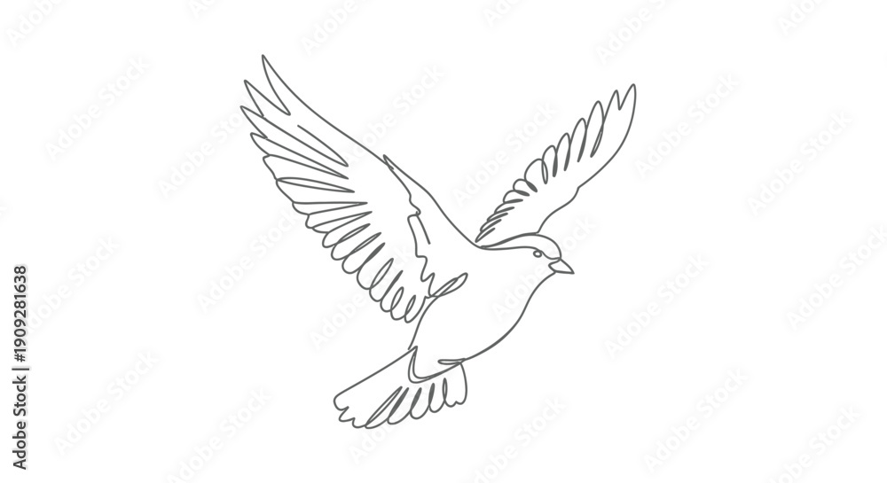 Naklejka premium Dynamic single line drawing of a bird in flight