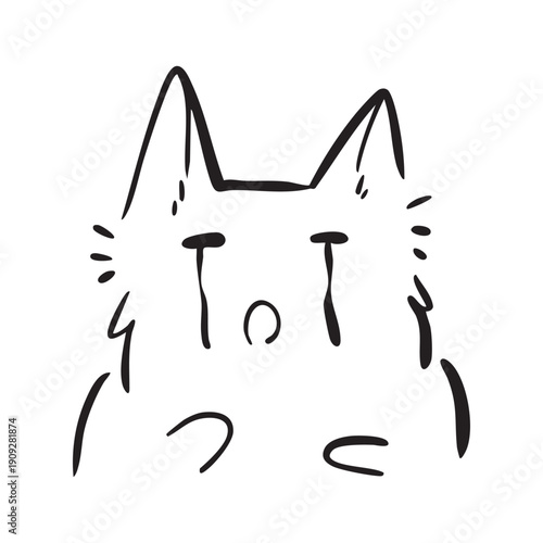 Cute and funny cats doodle line illustration. Cartoon cat or kitten characters design with outline style. Cat Sticker Emoji
