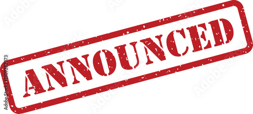 A clear red rubber stamp impression showing the word ANNOUNCED within a rectangle on a white surface