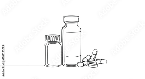 Medicine bottles and pills