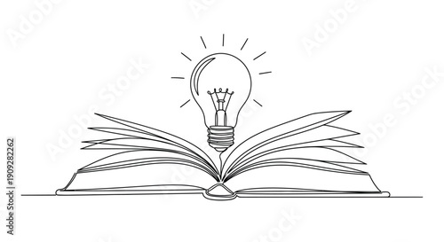 Open book with light bulb