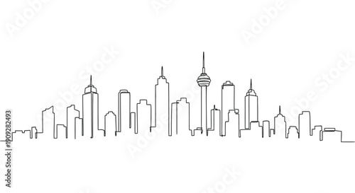 City Skyline - Minimalist Continuous Line Illustration