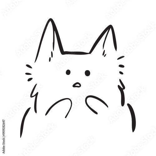Cute and funny cats doodle line illustration. Cartoon cat or kitten characters design with outline style. Cat Sticker Emoji