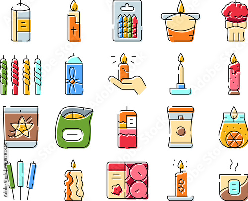 Various types of candles and lighting elements gathered together, symbolizing ambiance, relaxation, celebration, and home decoration for different occasions