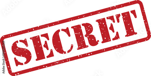 A red distressed rubber stamp with the word SECRET boldly printed on a clean white background