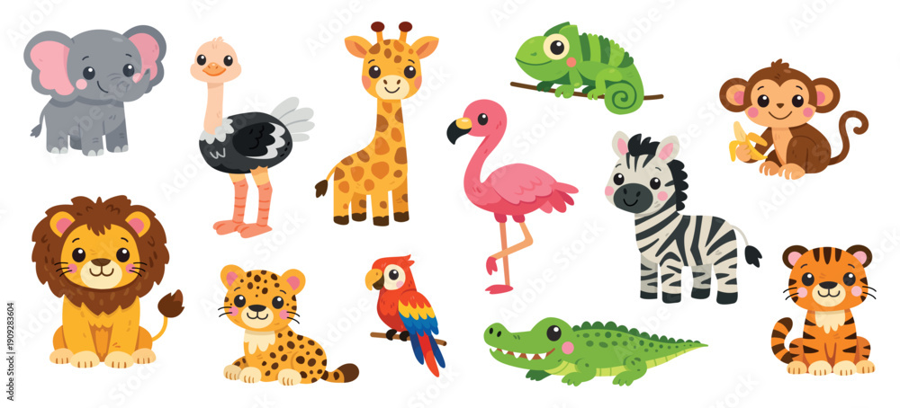 Obraz premium Cute safari animals set for nursery design and children education
