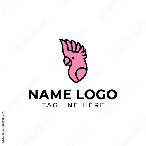 Minimalist Pink Cockatoo Bird Head Logo