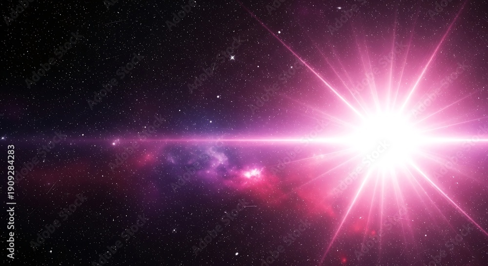 Fototapeta premium Vibrant Pink Starburst in Space