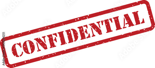 A striking red confidential rubber stamp impression is boldly displayed on a bright white surface