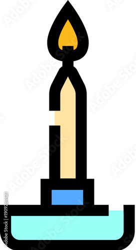 Burning candle with a bright flame providing light, representing hope, celebration, spirituality, warmth, and a glowing atmosphere for various concepts