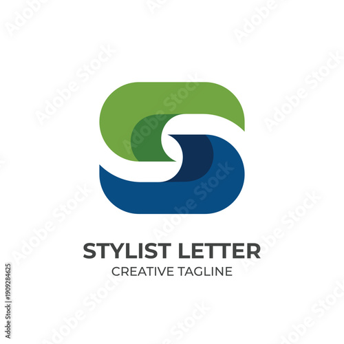 Rounded Letter S Logo with Dual Color Curved Shapes Flat Vector Design