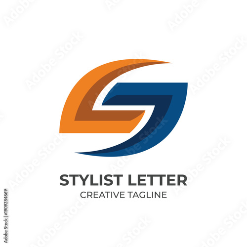 Stylized Letter S Logo with Dynamic Curved Shapes Flat Vector Design