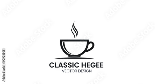 Steaming Coffee Cup Vector Logo - Classic Hegee Cafe Design