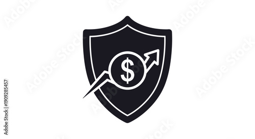 Financial protection and investment growth shield icon.