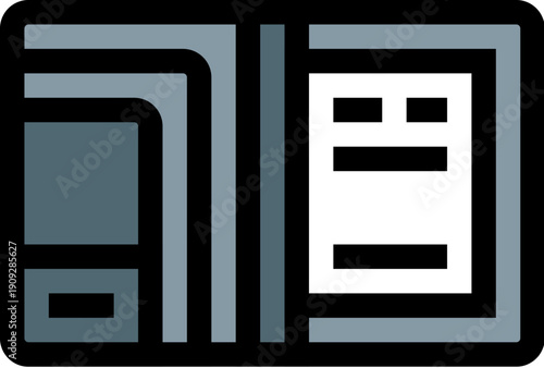 Minimalist wallet icon displaying cash bills and identification cards, representing concepts of finance, payment, spending, savings, and personal access