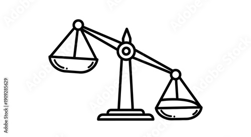 Law and justice scales icon line art illustration.