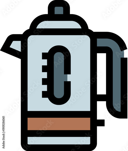 Electric kettle boiling water for fast tea and coffee preparation, modern kitchen appliance icon for daily morning routine, convenience and hot drinks at home