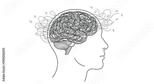 Chaotic Brain Concept Mental Health and Stress Illustration