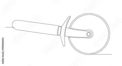 Pizza Cutter Tool - Minimalist Line Drawing