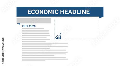 Economic headline news template with growth chart icon and placeholder text.