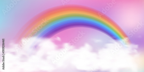 Dreamy pastel rainbow backdrop featuring soft pink sparkles, magical gradient sky with stars, ideal for cute unicorn illustrations and fantasy princess artwork. Vector illustration.