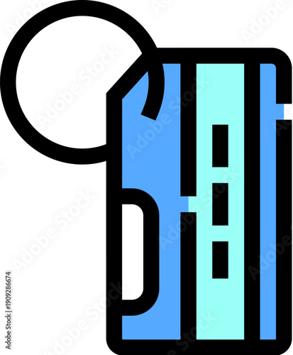 Digital key fob featuring an integrated tag connected to a keyring, symbolizing remote access, security, and smart technology for modern entry systems