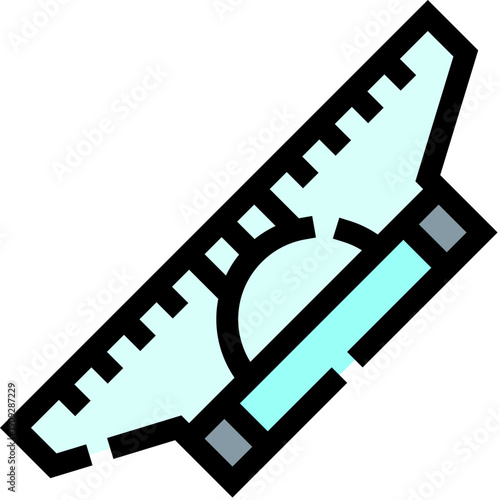 Geometry drawing tool combining ruler and protractor for precise measurement and angle drawing, ideal for students, architects, engineers and technical drafting tasks