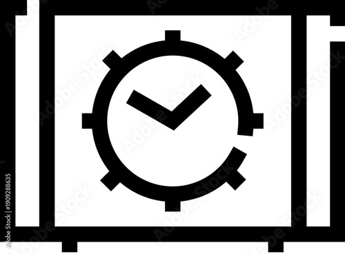 Secure vault or strongbox protecting a clock with gear mechanism, representing critical timing, organized scheduling, and data safety in business operations