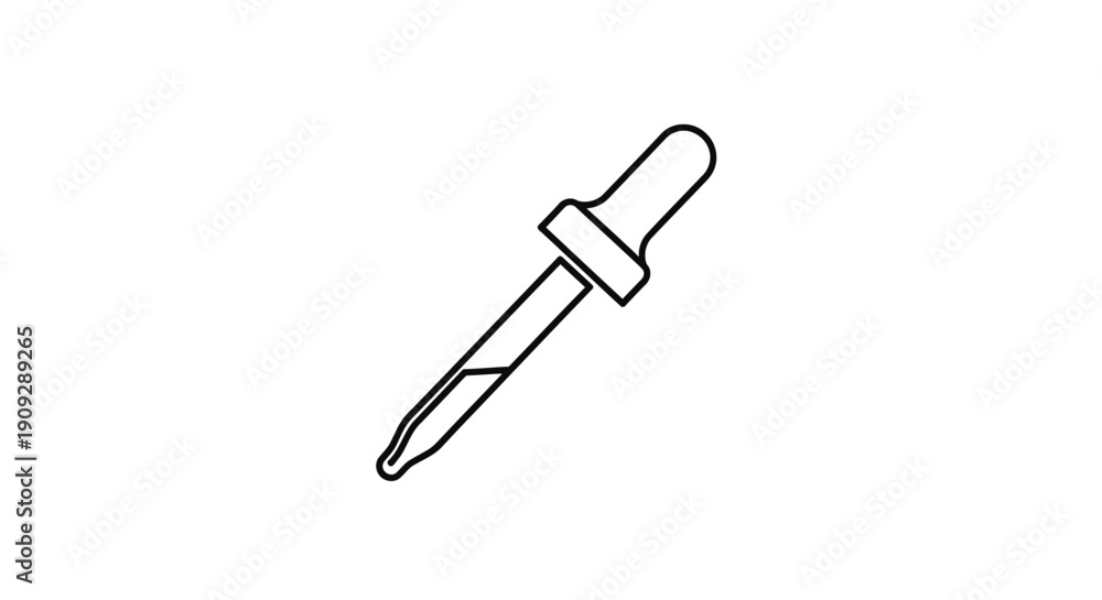 Obraz premium Simple dropper icon, single line art, liquid transfer, medicine, laboratory