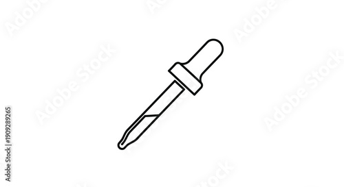 Simple dropper icon, single line art, liquid transfer, medicine, laboratory