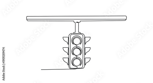 Minimalist Continuous Line Drawing of a Traffic Signal
